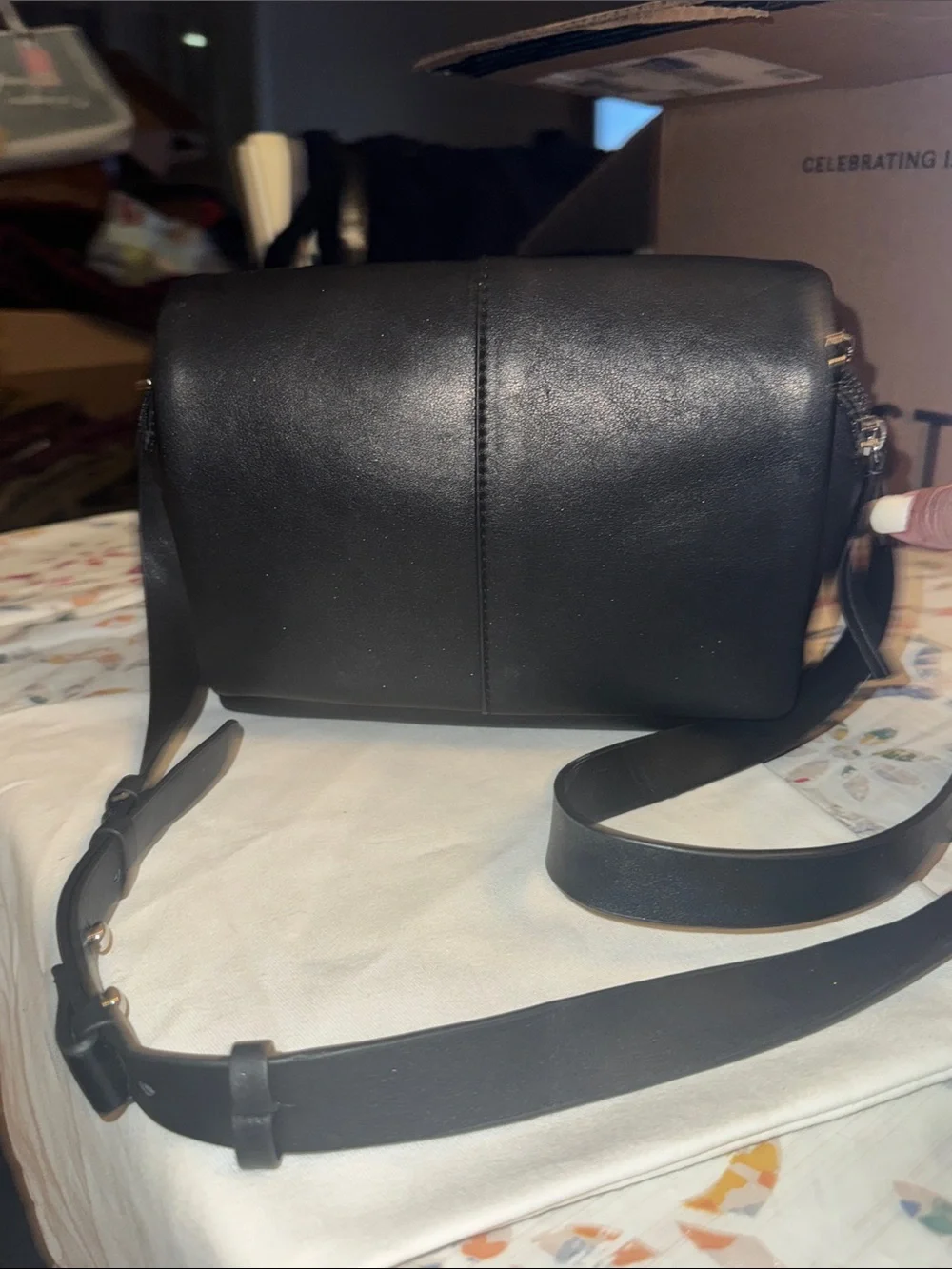 Urban Expressions Black faux Leather Crossbody Bag Silver zippers !!